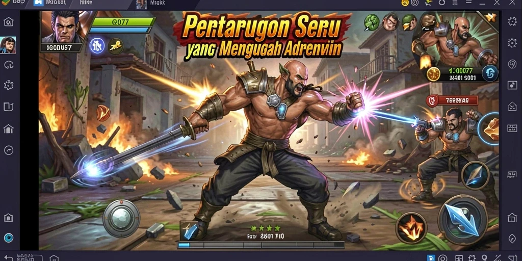 Gameplay seru dengan pertarungan melawan berbagai karakter di GOD77.