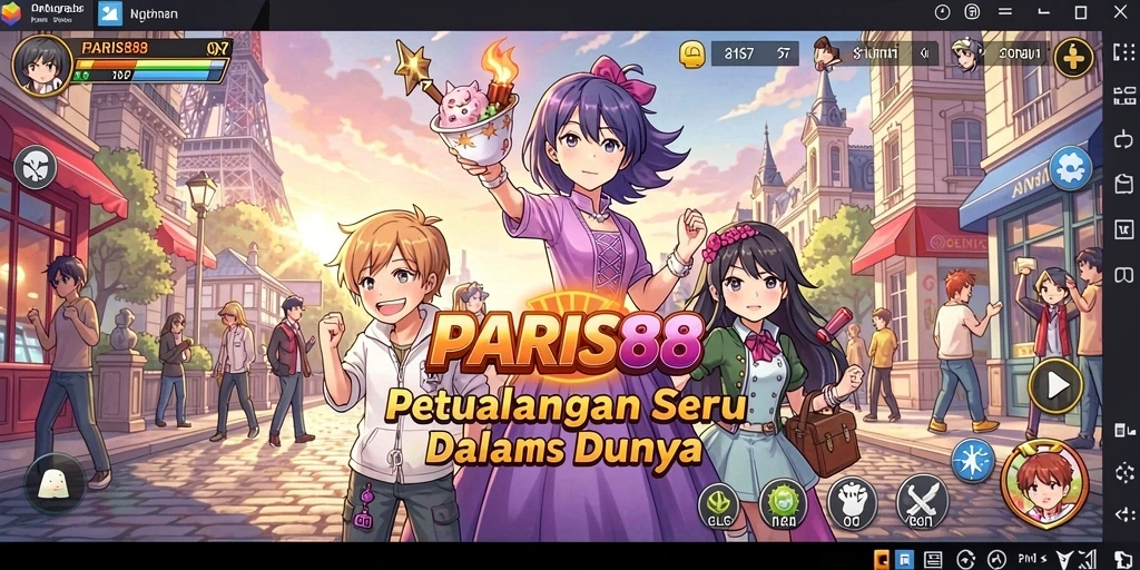 Tampilan seru gameplay PARIS88 dengan karakter Anime yang dinamis.