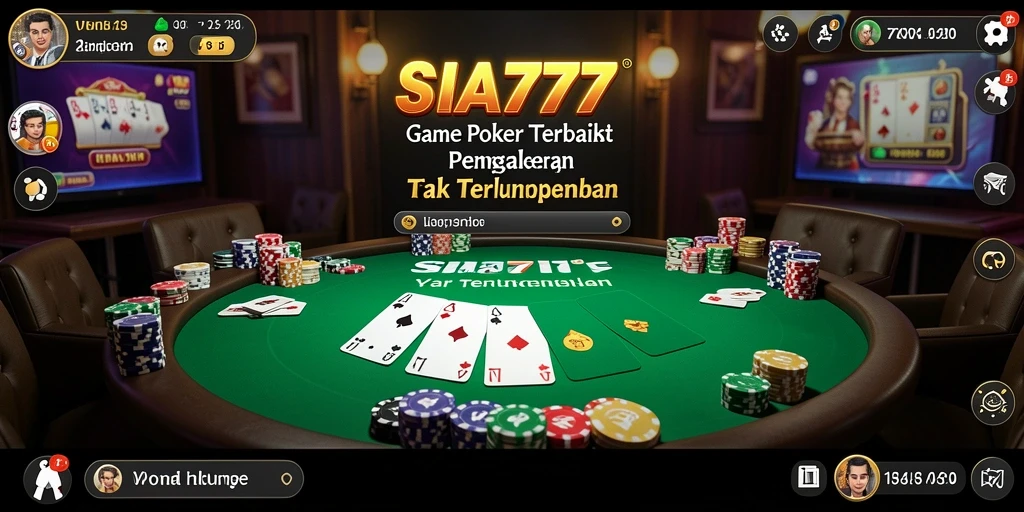 Tampilan gameplay SIA777 yang menegangkan dengan suasana meja poker.