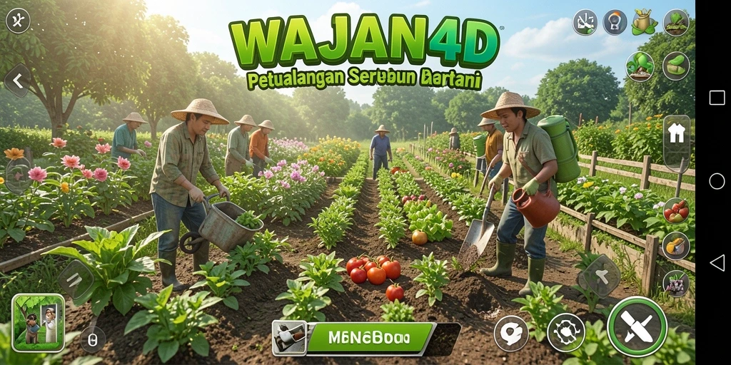 Tampilan gameplay menarik di WAJAN4D dengan aktivitas berkebun.